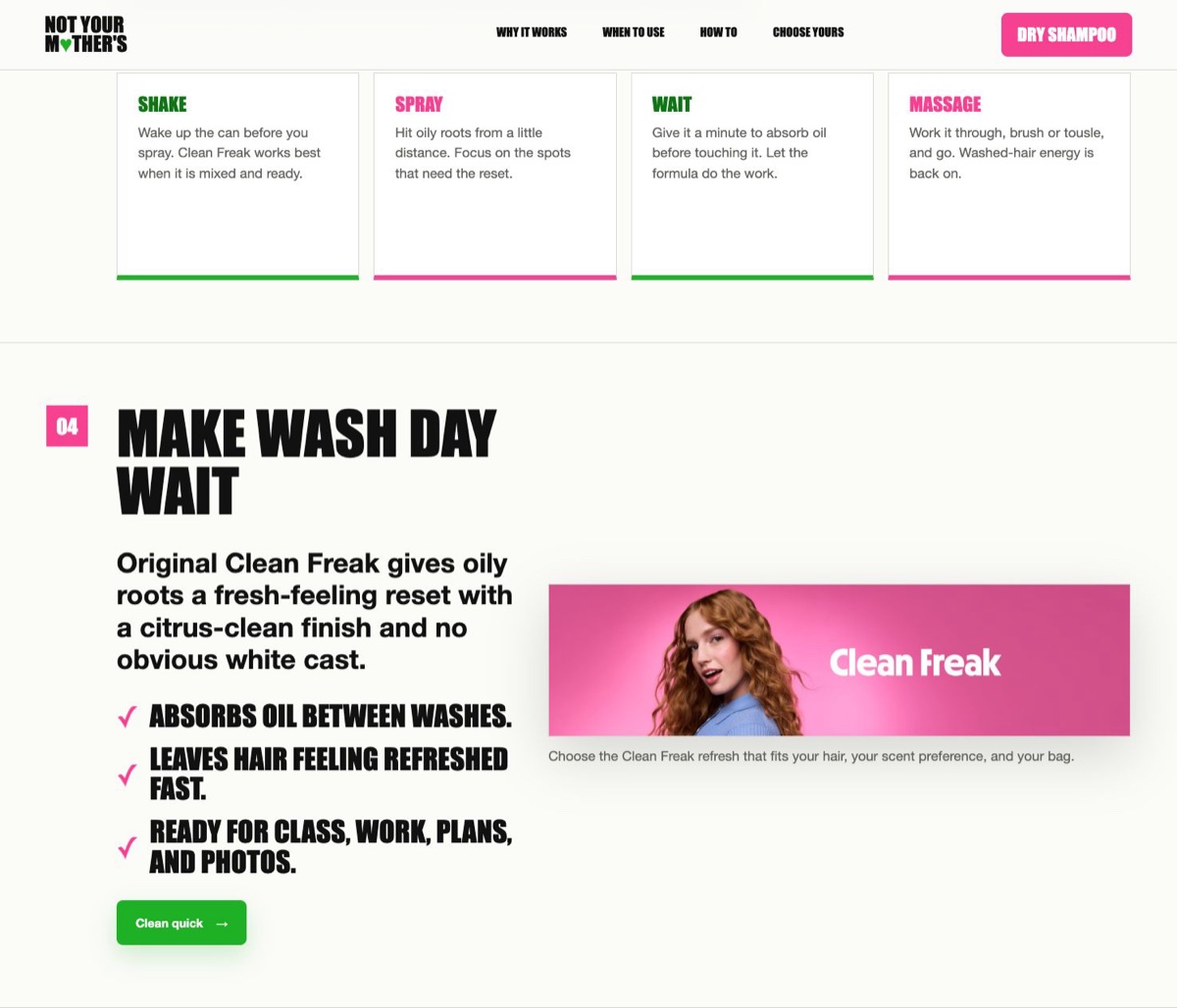 Clean Freak campaign landing page built from the mood board