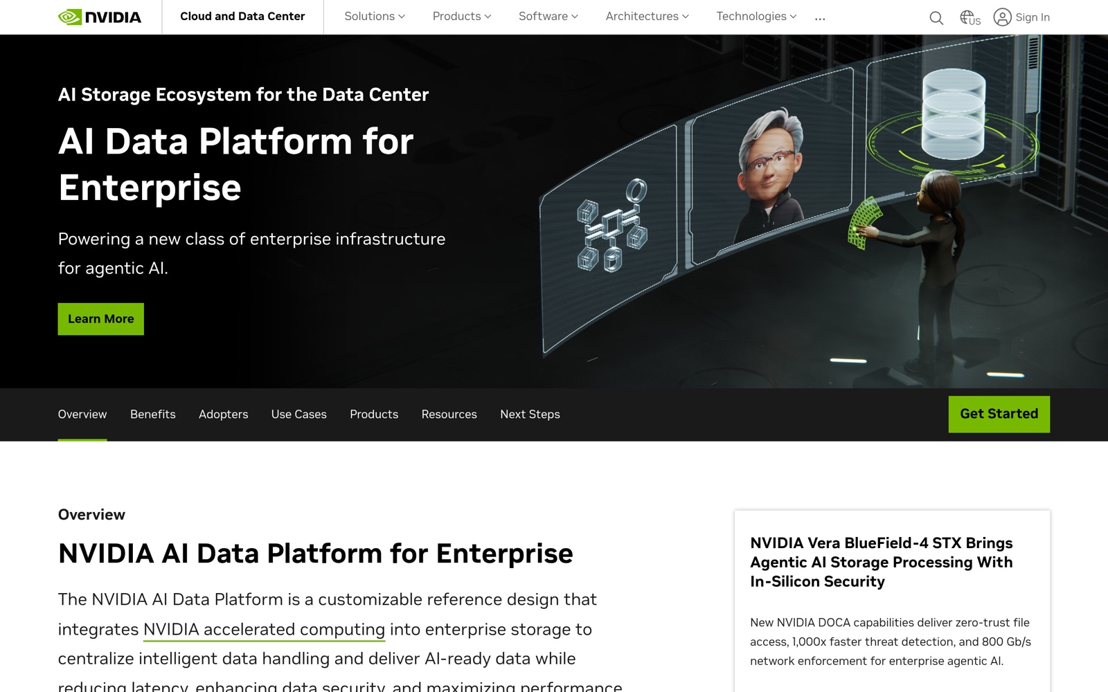 NVIDIA AI Data Platform page, one of the pages I optimized
