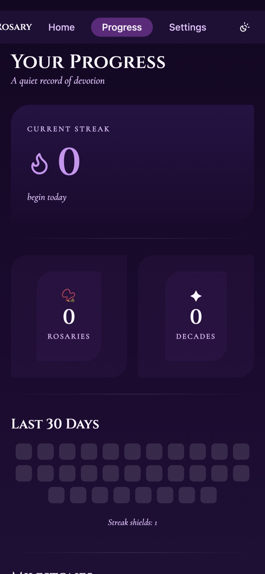 Daily Rosary app progress screen